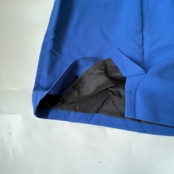 Lafayette 148 Wool Sheath Dress Ruched Cobalt Blue Professional 8 EUC - Picture 9 of 11